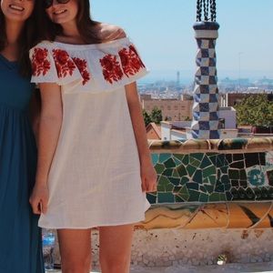 Umgee White Embroidered Dress Size S